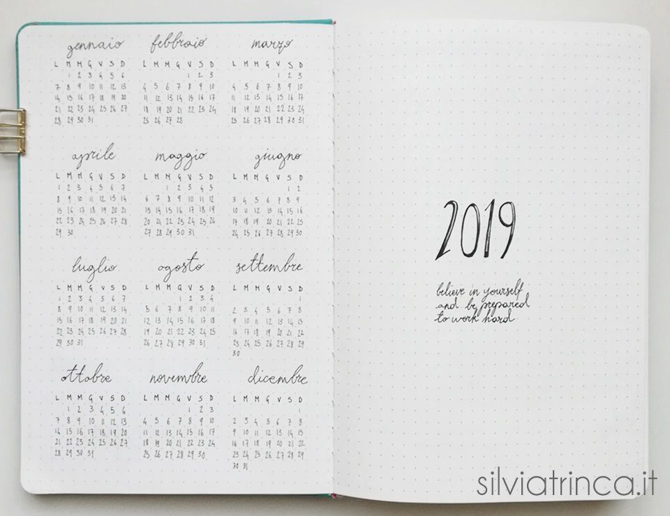 Set up del bullet journal 2019 e calendario a4 da stampare 